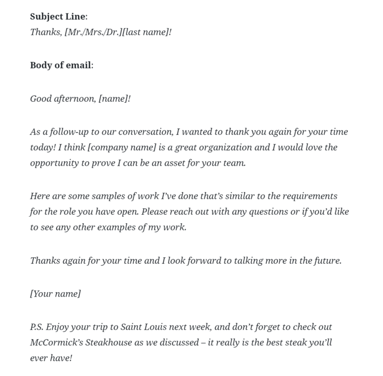follow up email after final interview