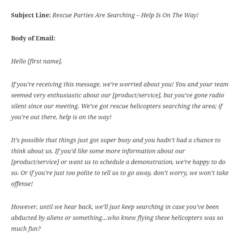 follow up unreplied email sample